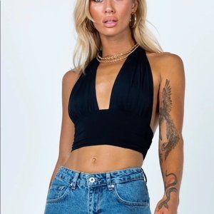 Nasty Gal black halter crop